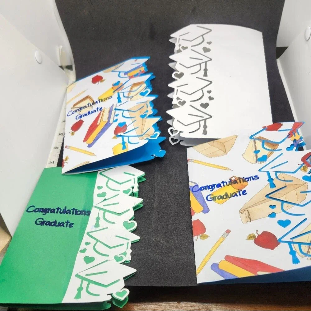 Hand Crafted Colorful Graduation Greeting Card Set of 4